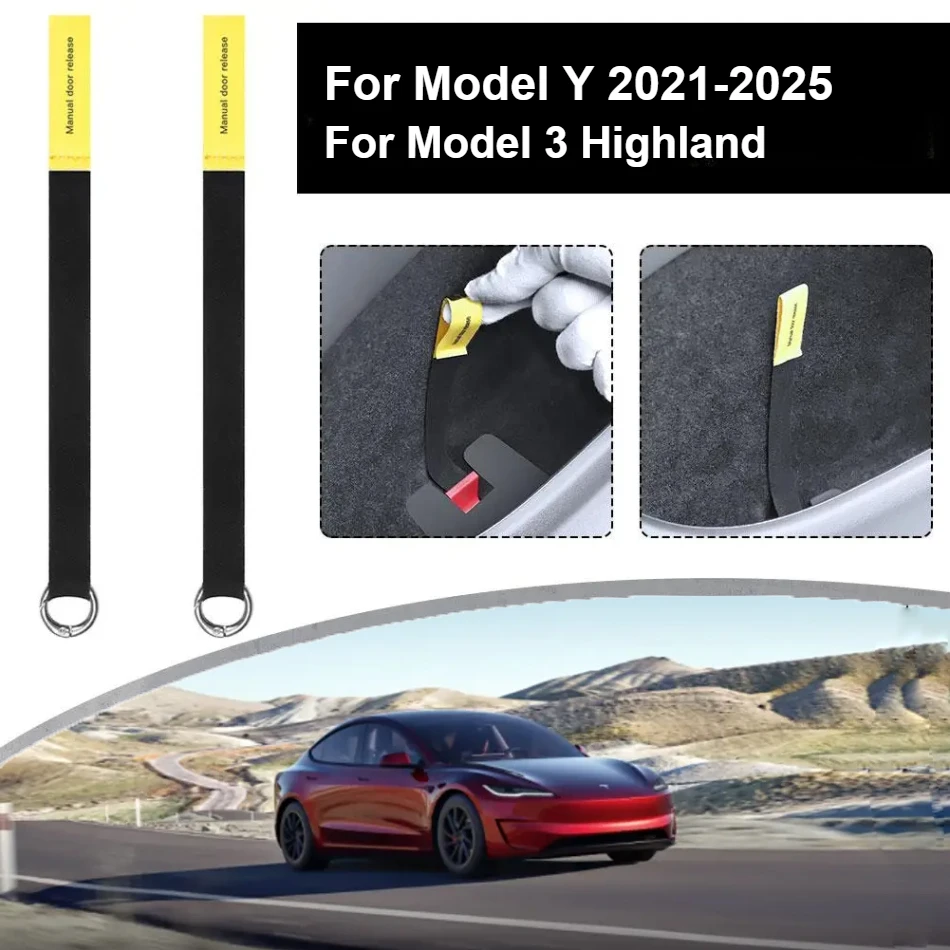 

Rear Door Emergency Safety Pull Cord for Tesla Highland 2024 2025 for Model Y 2021-2025 Emergency Handle Car Accessories