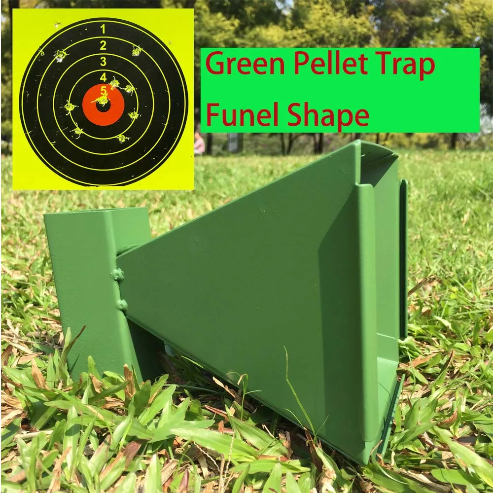 Green Metal Pellet Trap Funnel-shape with 20 Counts Paper Targets Small 5.50 inch 14 cm