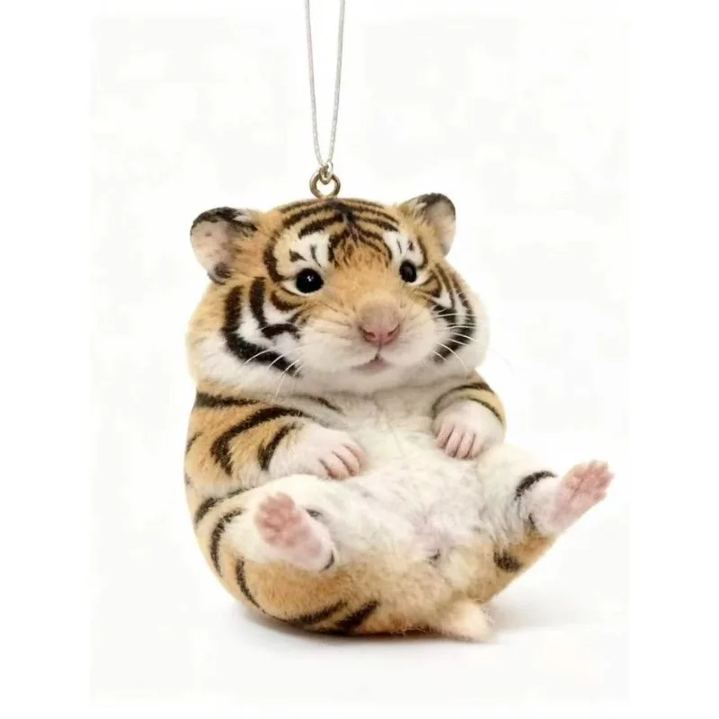 Cute Hamster Plush Keychain & Tiger Plush Pendant - Soft Stuffed Animal Accessories, Adorable Bag Charms, Perfect for Kids Gifts