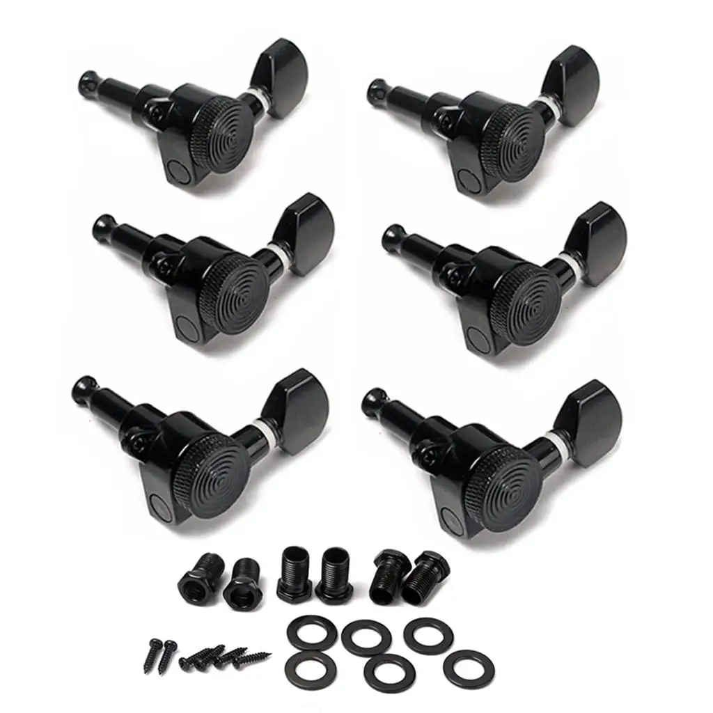 6x Black Electric Guitar Machine Heads Tuners Small Square Head Left