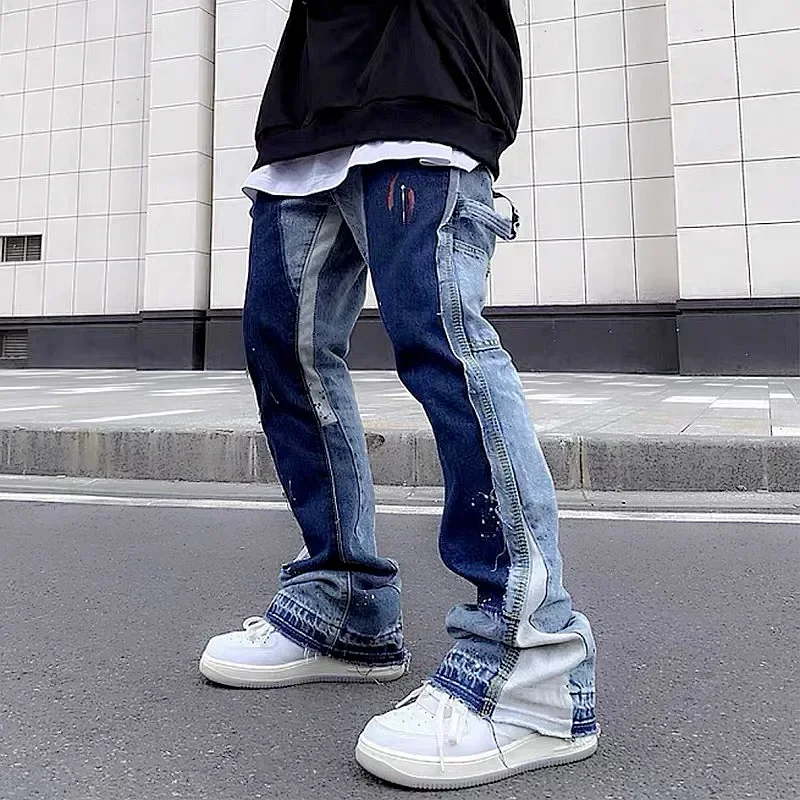 2023 Y2K Fashion Ink Painting New Baggy Stacked Jeans Kpop Cargo Pants For Men Clothing Women Luxury Denim Trousers Ropa Hombre