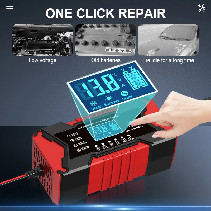 6A 12V Household Storage Battery Chargers For AGM Gel Lead AcidBatteries Charging Intelligent Pulse Repair Car Battery Chargers