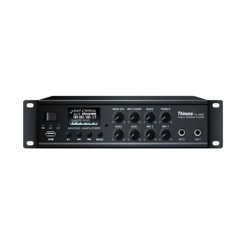 For Thinuna TA-50D PA System Power Amplifier 50W 5EQ Mini Mixer Amplifier with USB MP3 Player FM Tuner