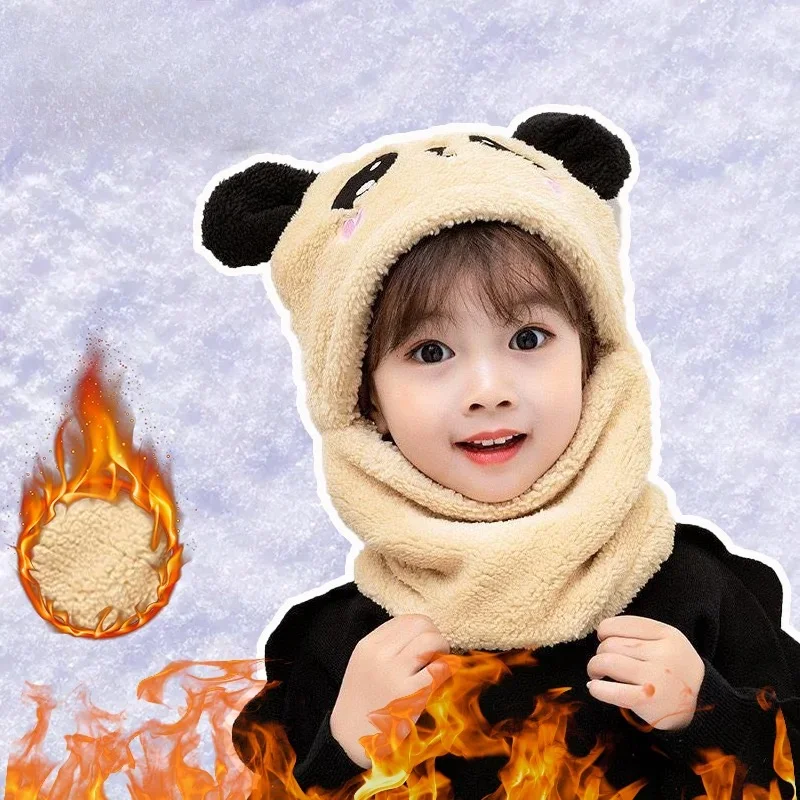 1-5PCS ﻿Cozy Integrated Hat Scarf for Kids Thick Face Cover Perfect Winter Outdoor Daily Wear School Travel Home Great Choice