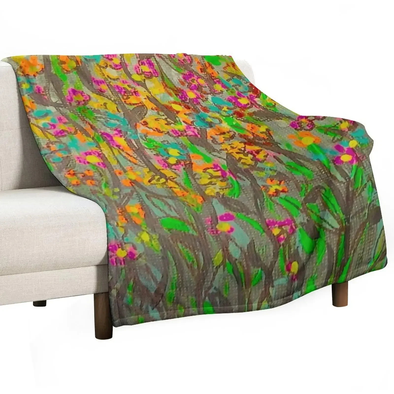 Florets (5) - Wild Flower Meadow Throw Blanket Lightweight Cozy Blanket for Bed Sofa
