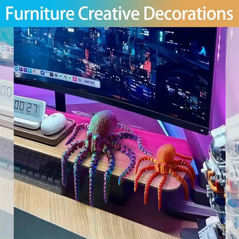 3D Printed Octopus with Flexible Joints One Piece Joint Movable Giant Squid Toy Creative Animal Landscape Decorations Gifts