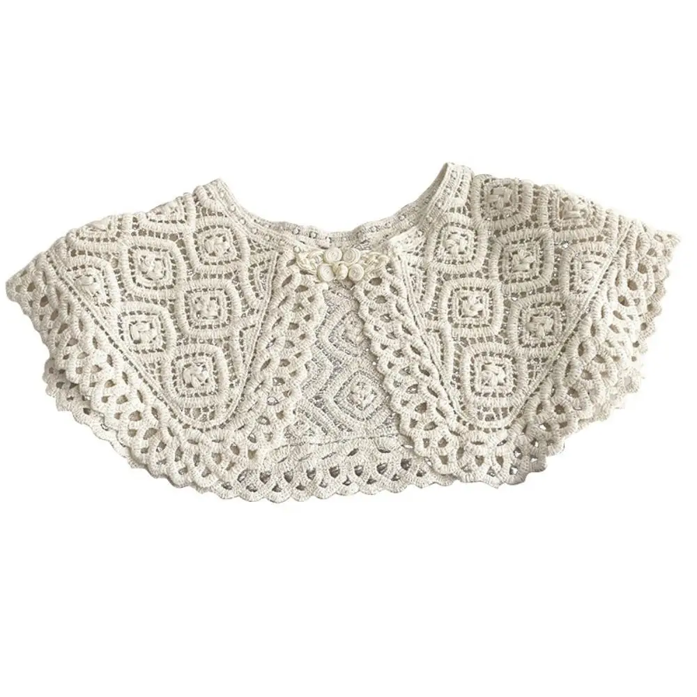 All-match Cape Lace Fake Collar Hollow Out Wraps Blouse Shoulders Fake Collar Korean Style Cloak Knitted Shawl Scarf Accessories
