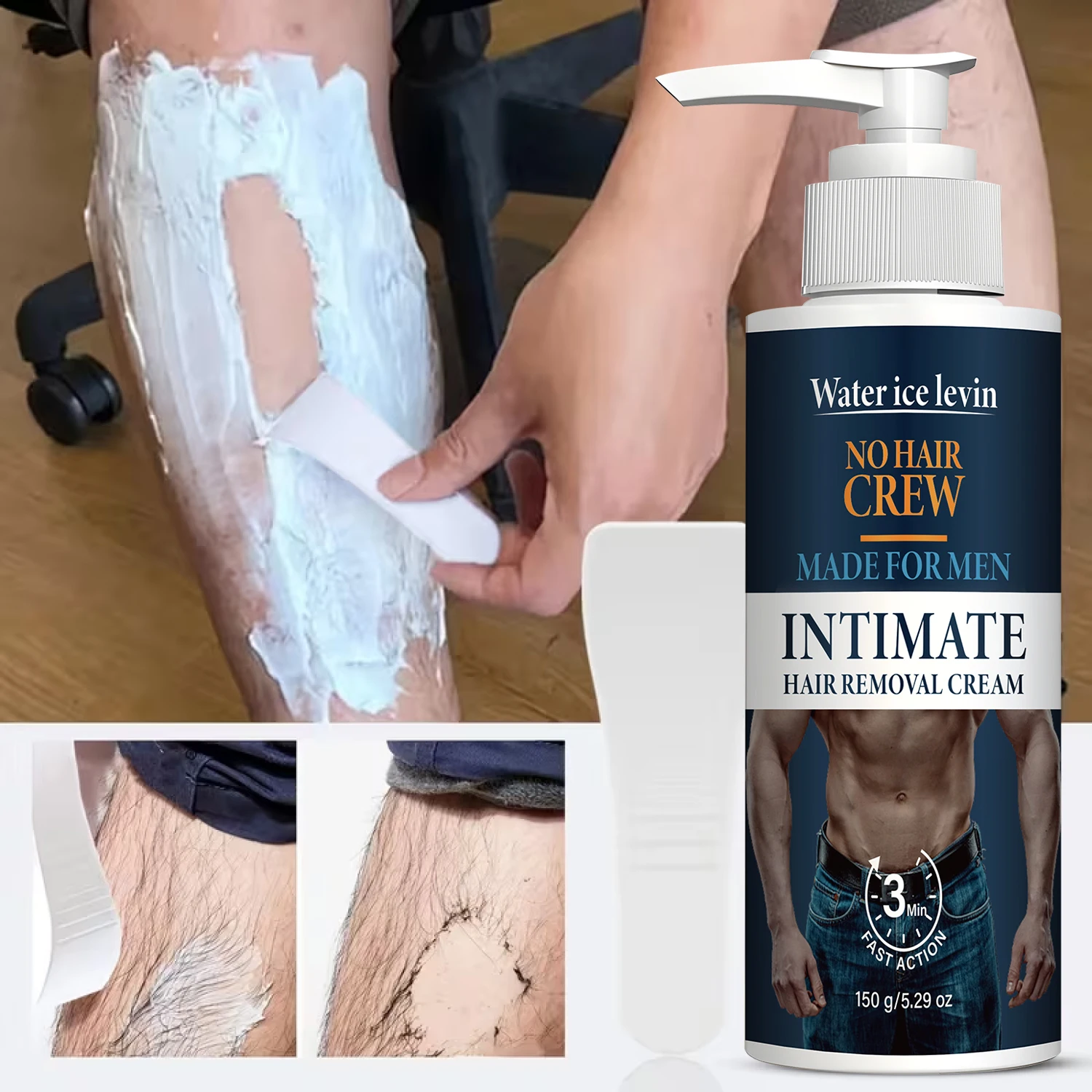 Men Intimate Hair Removal Cream 3 Mins Fast Action, Hydrating Niacinamide Gentle Depilatory Skin Care