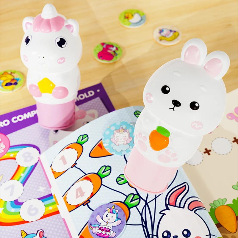 1 Set Cartoon Cute Animal Stamp Stickers Children's Reward Stickers Toys Set Cute Kindergarten Kids Toys Holiday Birthday Gift