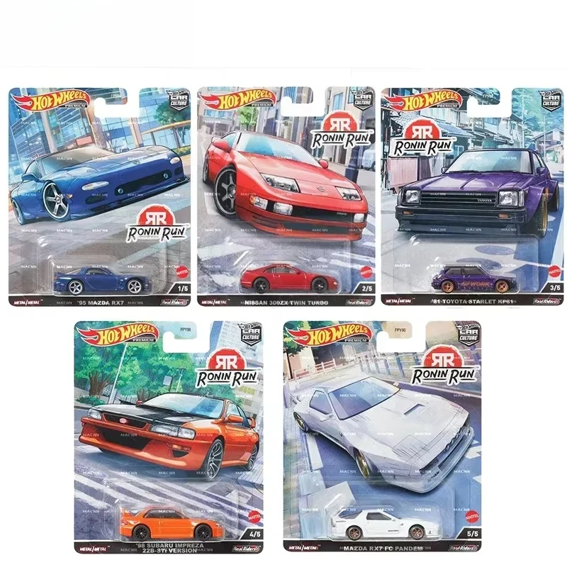 Hot Wheels Premium Car Culture Roin Run Diecast 1:64 Voiture Mazda RX7 Pandem Subaru, juguetes para niños, regalo para niños