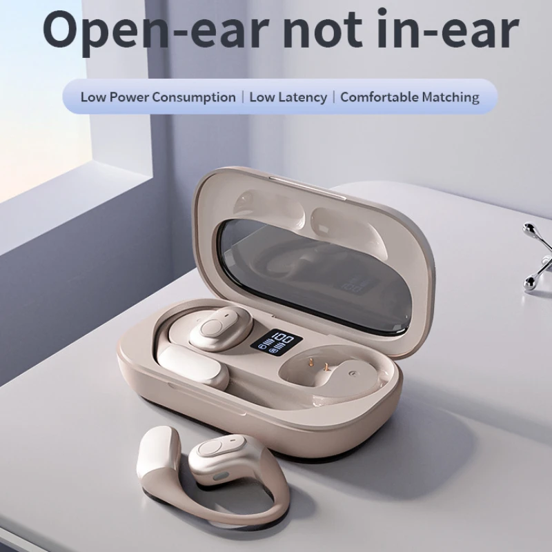 

New Ear-hook Bluetooth Earphones Without Ear Noise Reduction Wireless Headset ENC+ANC with Digital Display Sports OWS Headphones