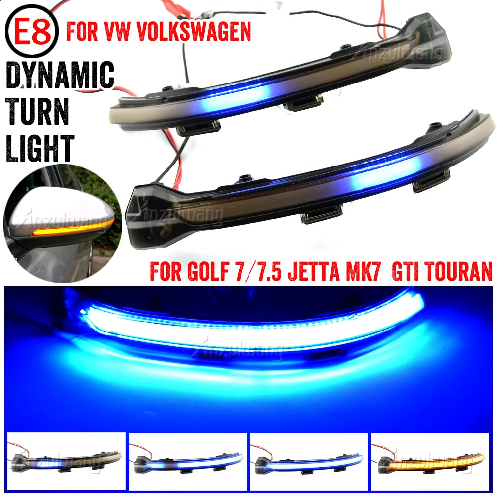 2X For VW Volkswagen Golf 7 Jetta MK7 VII MK7 Golf 7.5 GTI R Touran LED Dynamic Turn Signal Light Side Mirror Sequential Blinker