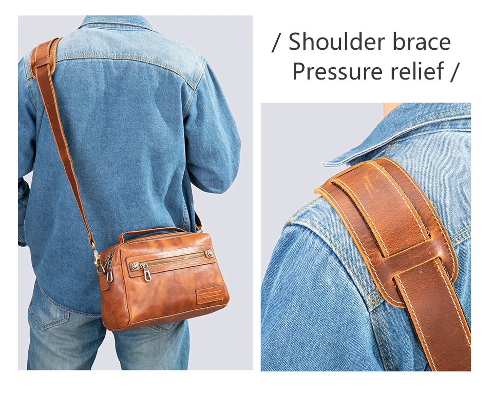 WESTAL Crazy Horse Leather Vintage Shoulder Straps Adjustable Men's Satchel Straps Metal Man Women's Satchel Straps