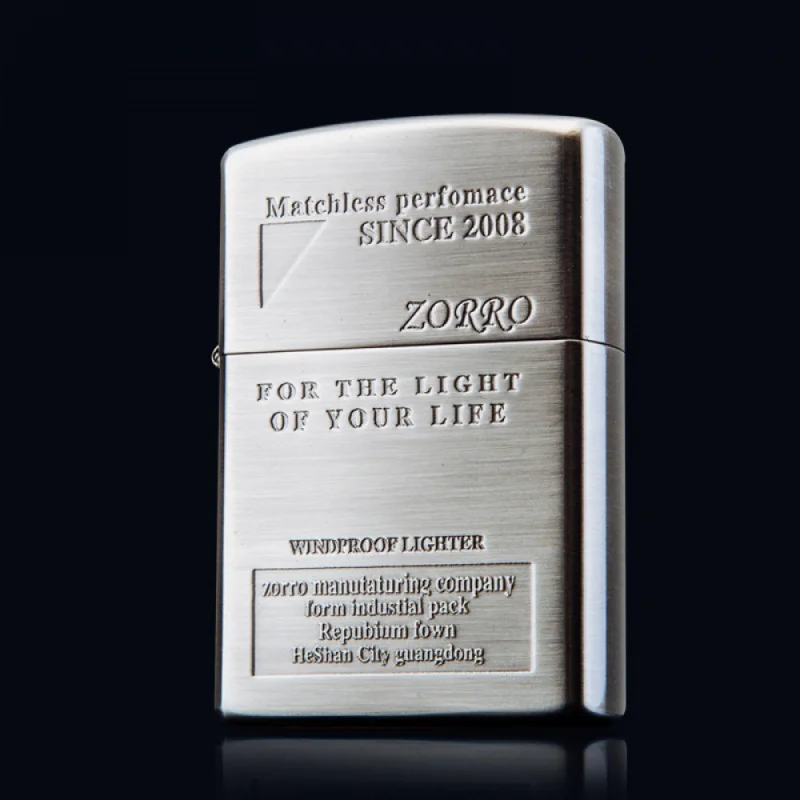 Zorro Fashion High End Kerosene Lighter Windproof Back Engraving Can Be Customized Men'S Gift