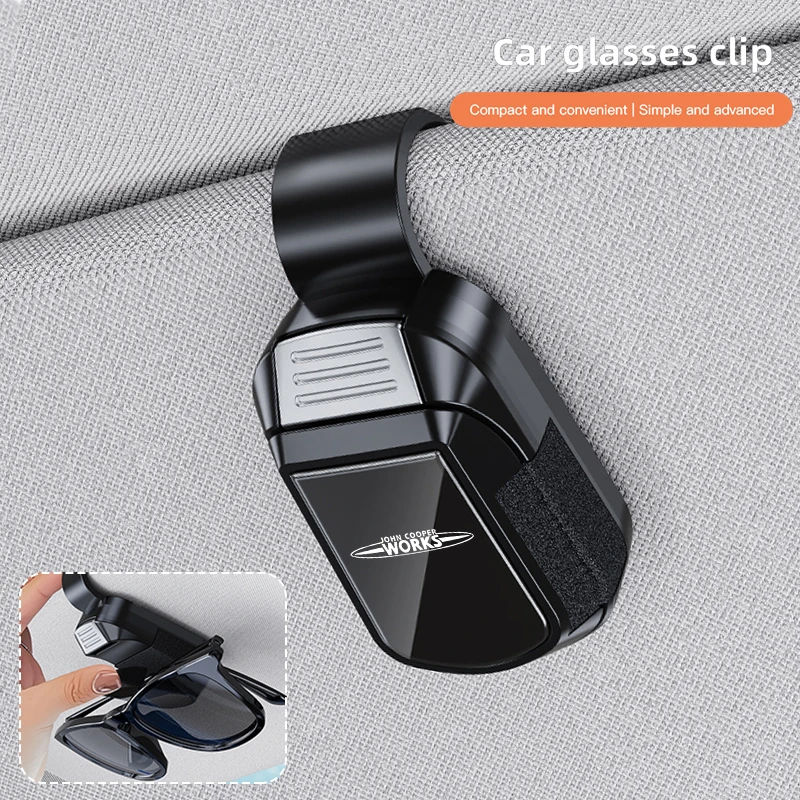 

Car Sunglasses Clip Sun Visor Glasses Holder Card Ticket Clamp For MINI Cooper One JCW WORKS Countryman R57 R56 R55 F55 F56 F54