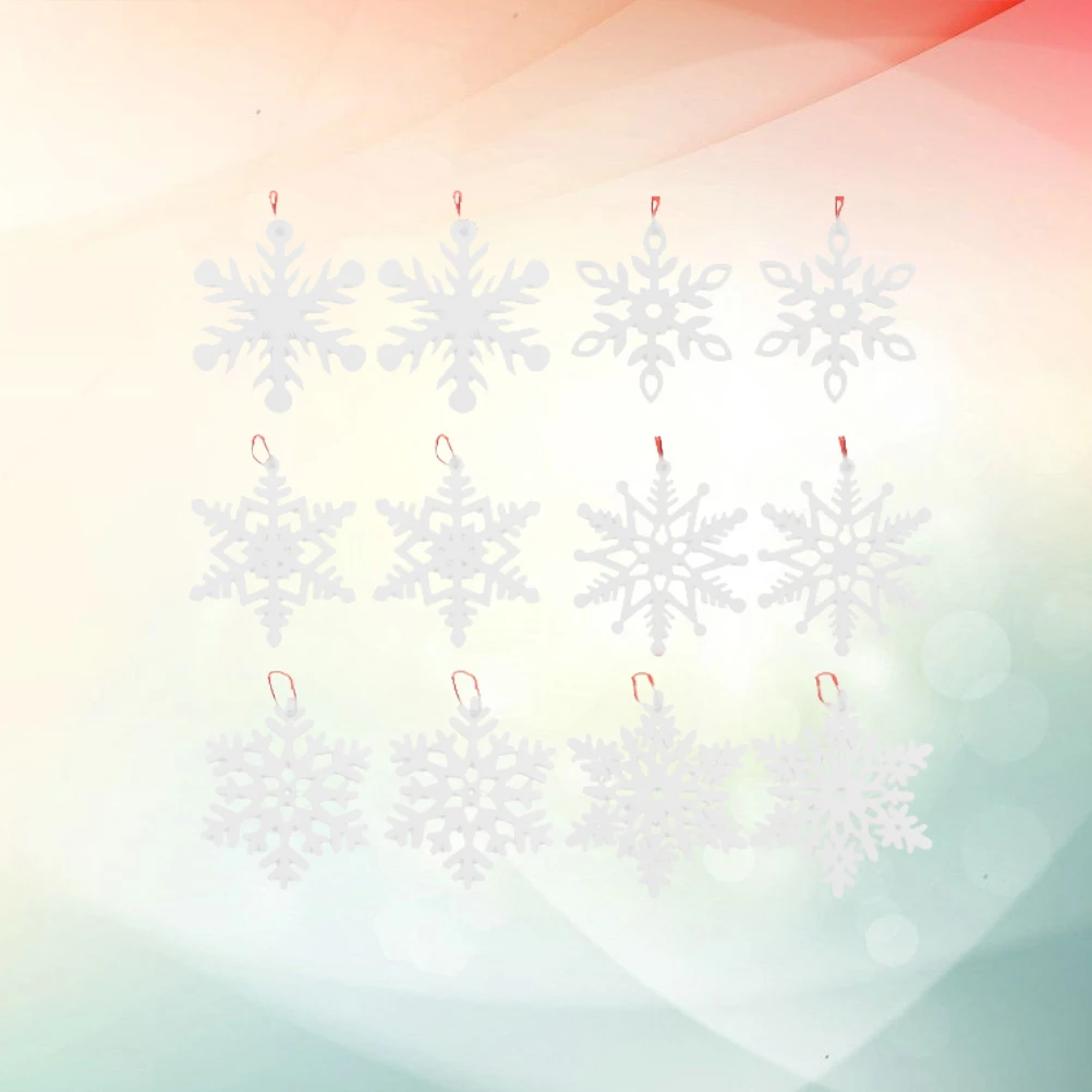 

12Pcs Wooden Snowflake Pendants Christmas Hanging Ornaments Snowflake Slices Xmas Party Decoration