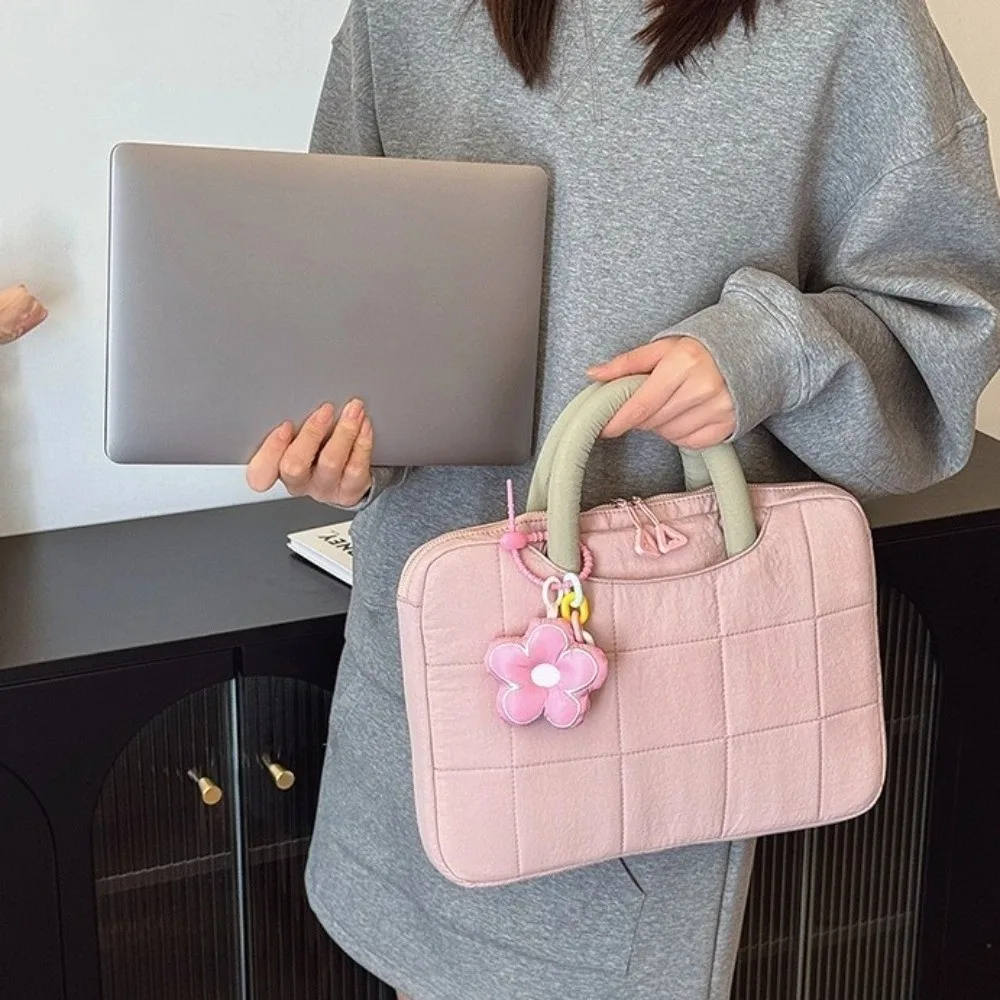 Cute 14 Inch Laptop Sleeve Puffy Portable Computer Handbag with Pendant Tablet Carring Case Office