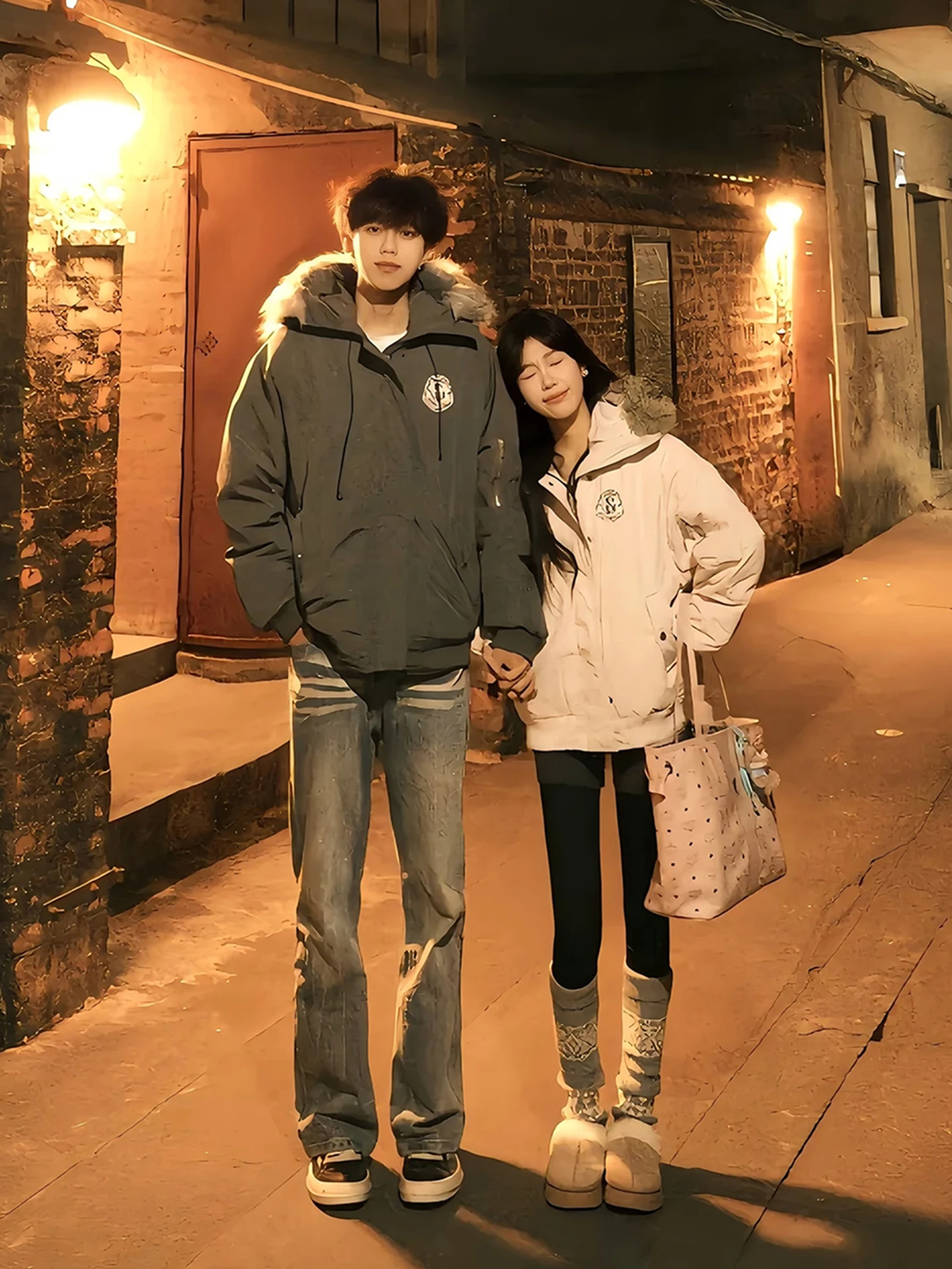 

American Sle Hooded Parka down Cotton Jaet Men's Winter Removable Fur Collar Workwear Outerwear Premium Feel Couples Brea...