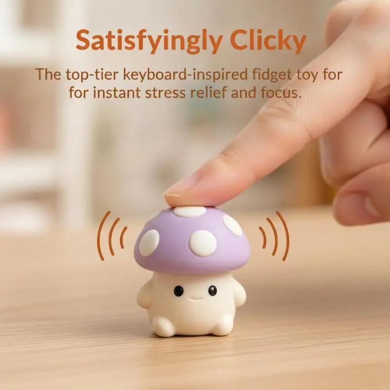 3D Printed Cactus Clicker Keychain Mini Fidget Clicker Toy Portable Push Button Stress Relief Keyring Gift for Kids Adults