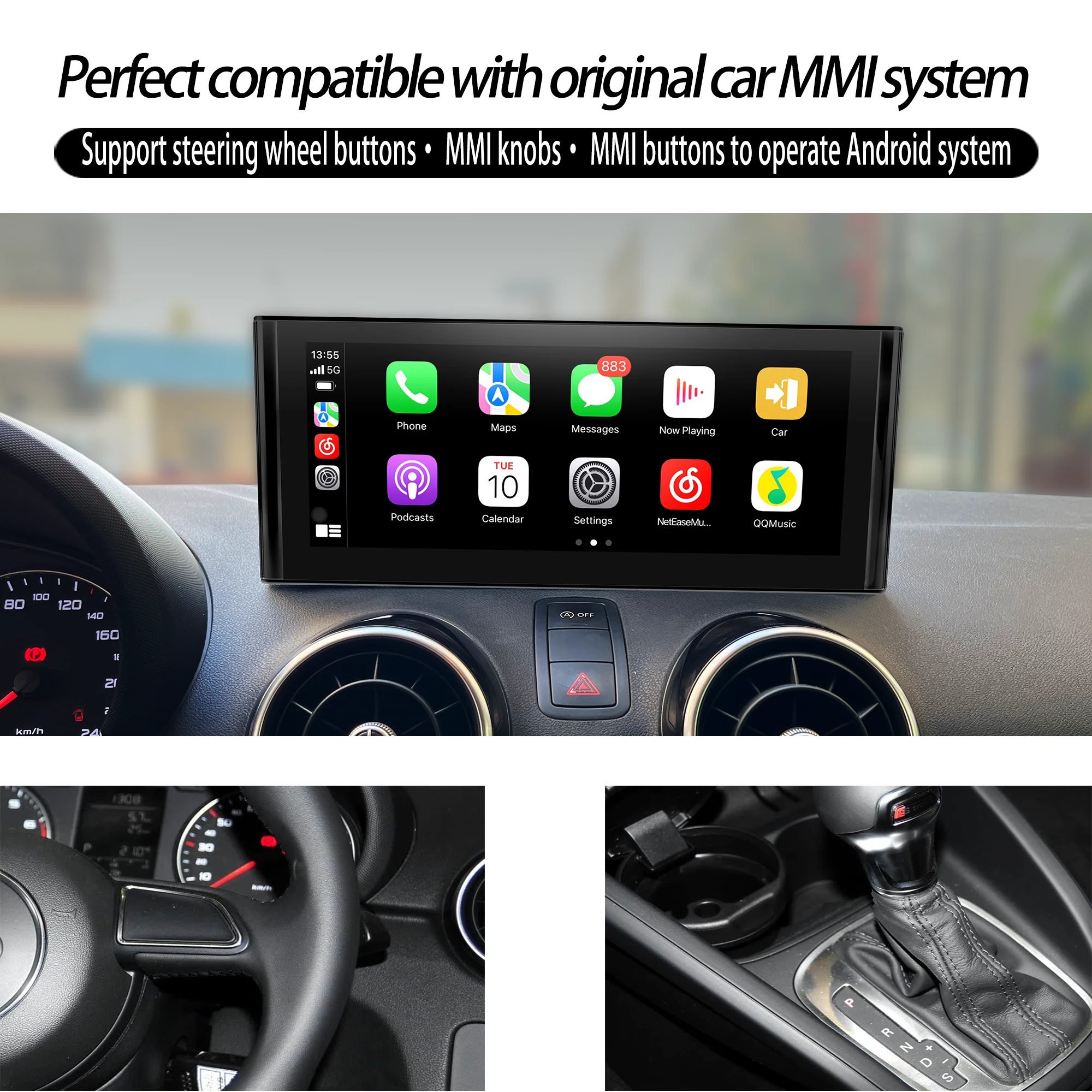 10.25 "touch screen upgrade for Audi A1 S1 8x RMC MMI 3G CarPlay Android Auto Radio navigation mirror Android apps Netflix Siri view 4