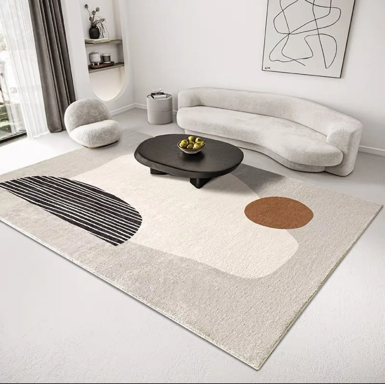 

Modern Simple Geometric Pattern Living Room Carpet Soft Comfortable Room Rugs Home Decoration Easy Care Sofa Coffee Table Rug