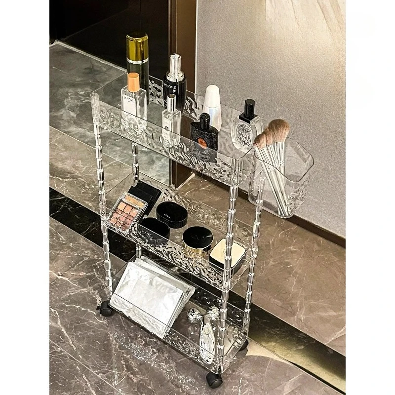 

Acrylic cosmetics trolley shelf floor-to-ceiling bathroom storage rack toilet multi-layer crevice shelf