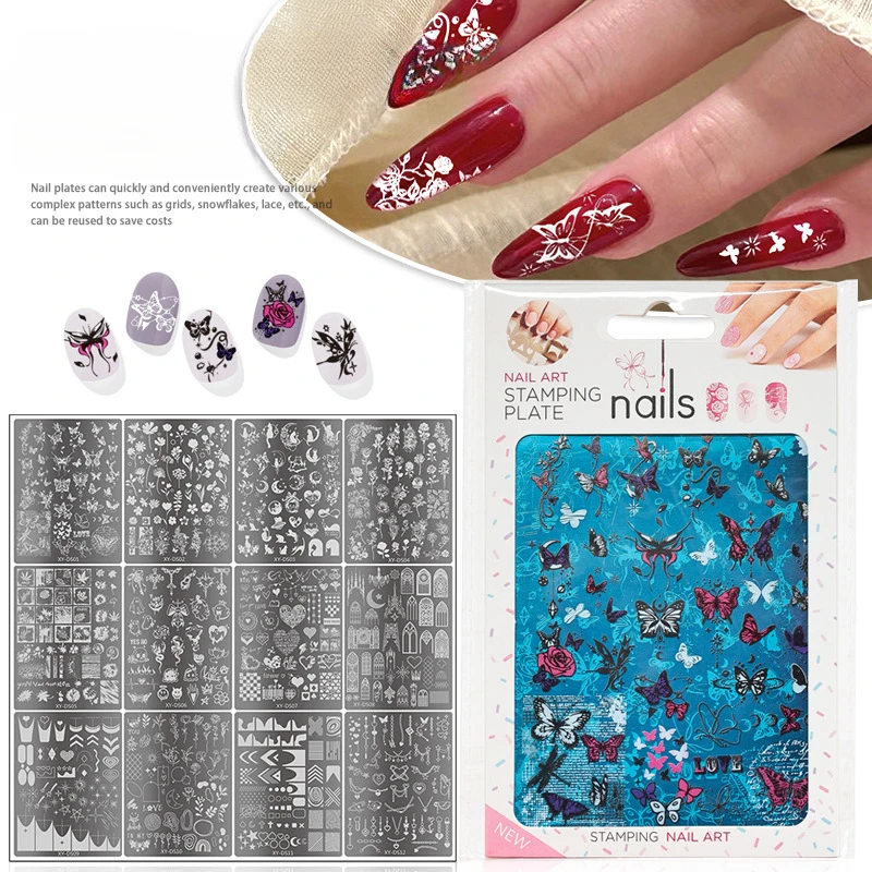 

1PCS Butterfly Geometry Stamping Plates Floral Flower Leaves Lace Nail Art Templates DIY Nail Design Image Stencil Tools