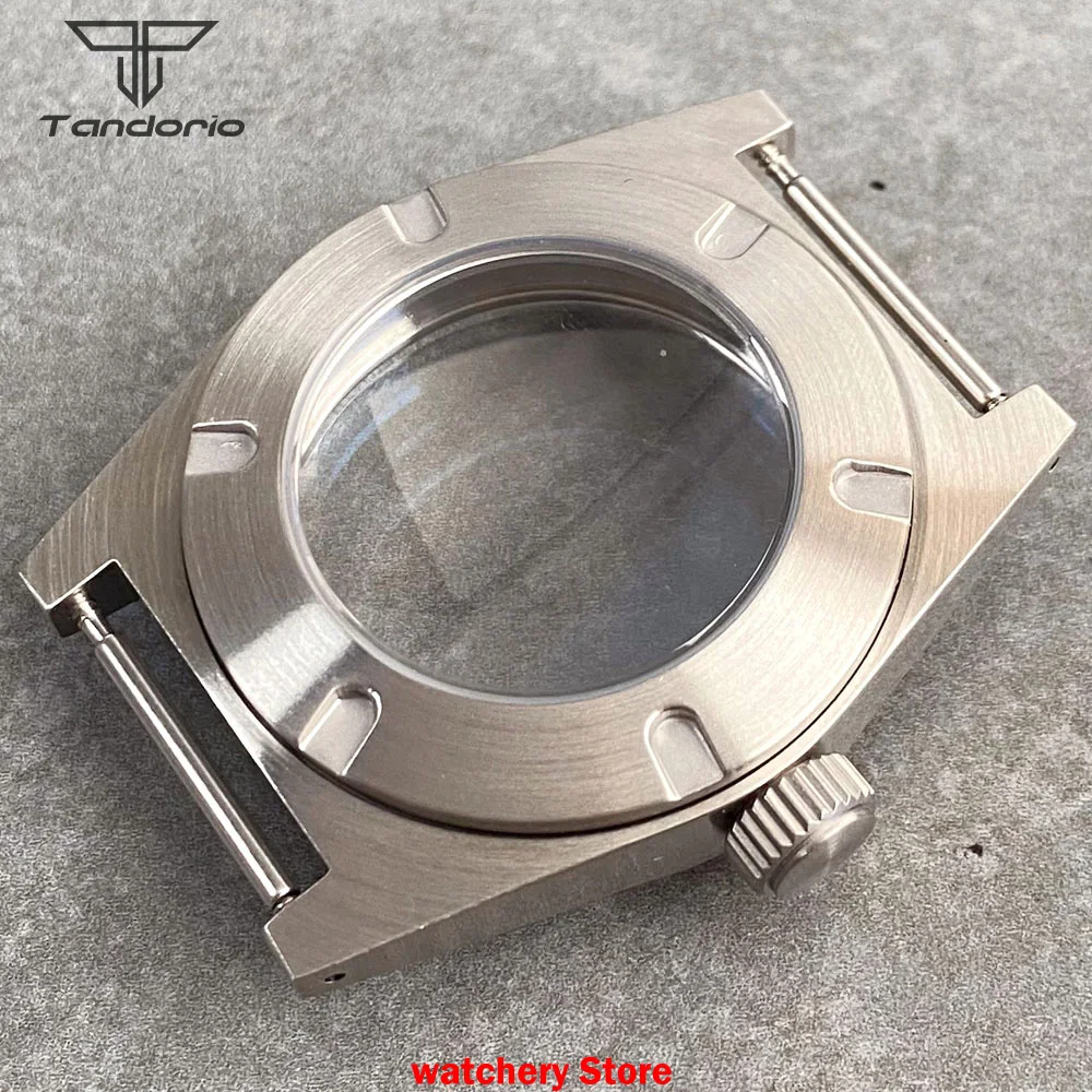 Tandorio New 38mm Brushed Diving Men Watch Case Sapphire Glass 20ATM fit NH35 NH36 NH38 ETA2824 Automatic Movement Watch Parts view 3