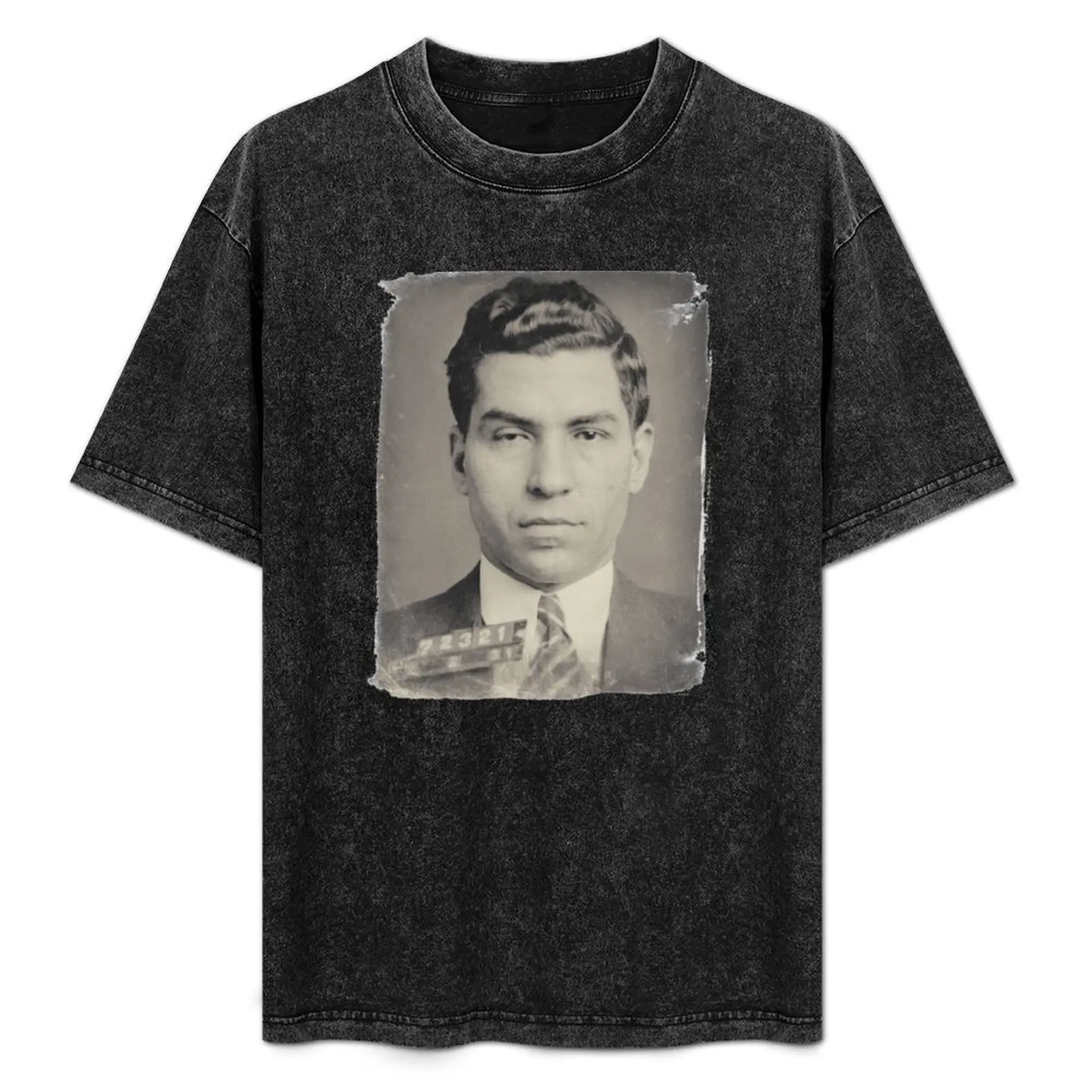 

Lucky Luciano Mug Shot T-Shirt Casual Loose Short Sleeve Tee for Men