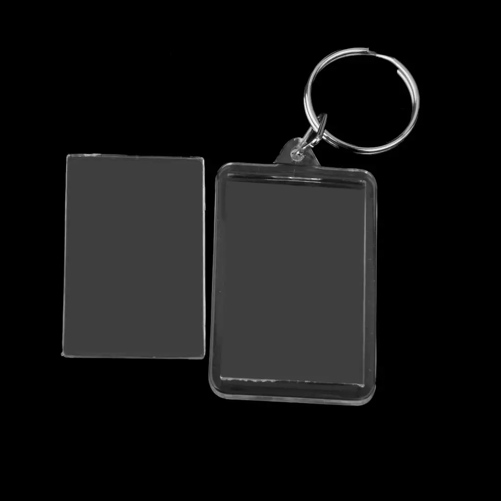 50PC Acrylic Rectangle Transparent Keychain Blank Photo 5.2x3.4cm