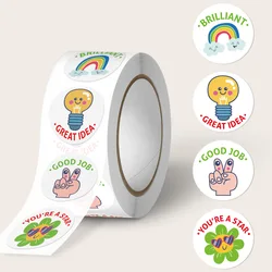 100-500Pcs 1inch Good Job Praise Up Cute Reward Stickers Roll Reward Student Stationery Seal Lables