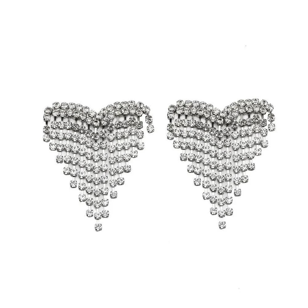 Hot-selling rhinestone earrings, personalized exaggerated catwalk tassel earrings versatile accessories women's earrings