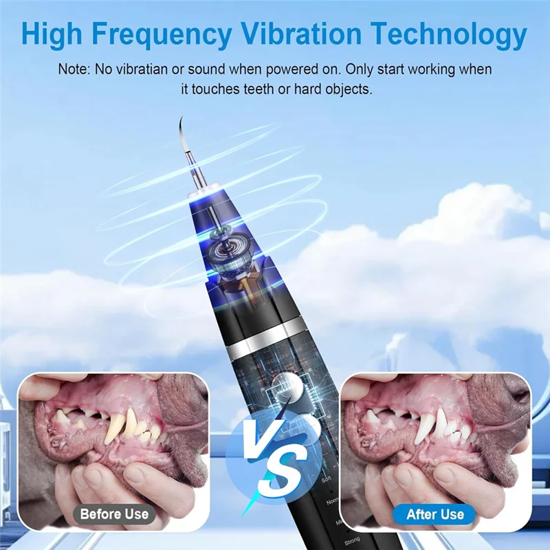 

ABAE-Plaque And Tartar Remover, Dog Ultrasonic Teeth Cleaner Toothbrush For Tartar And Stains With LED Light, 5 Modes