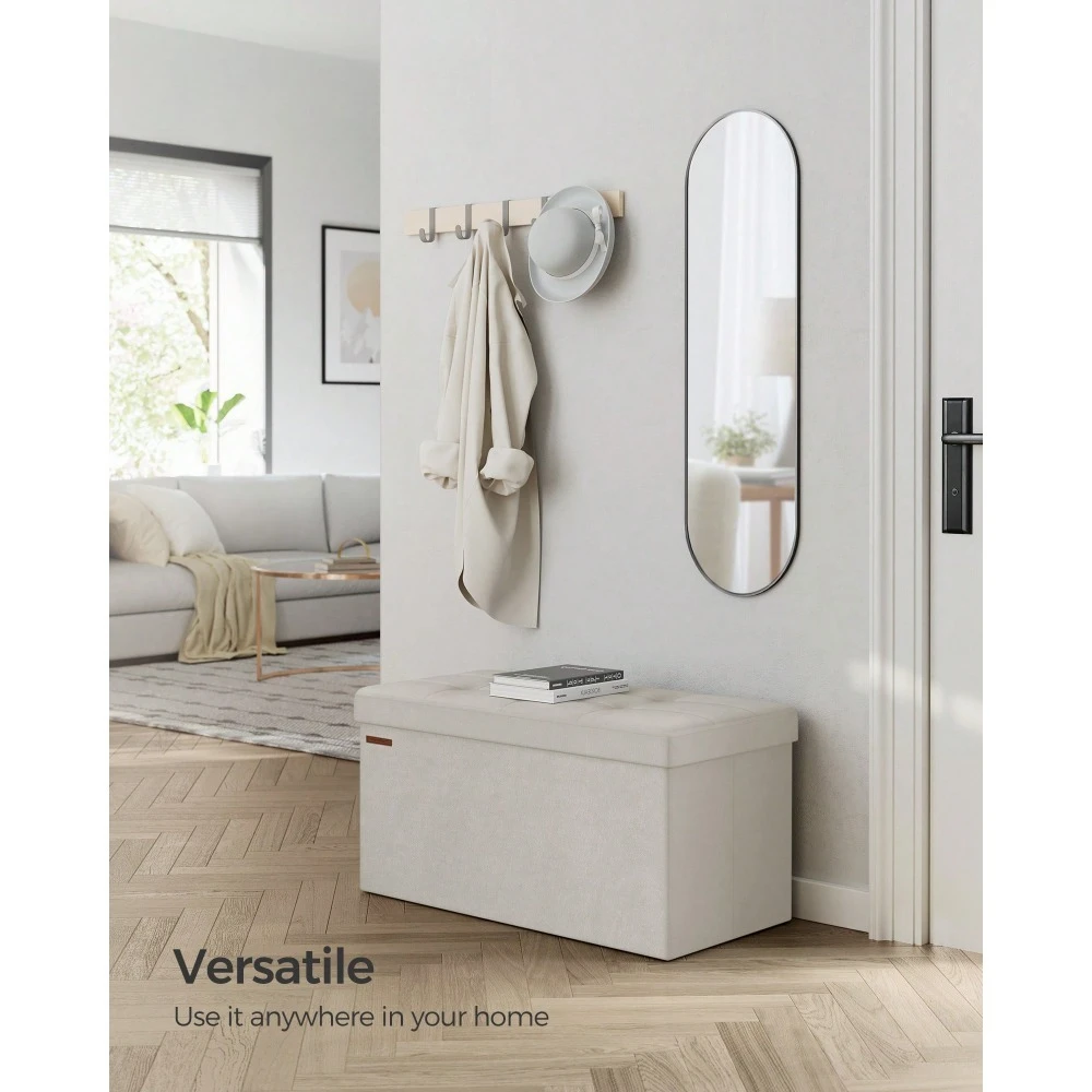 

Складной велюровый пуф-оттоманка для хранения, 2 дополнительных ящика для хранения, 15 x 30 x 15 дюймов, грузоподъемность 660 фунтов, для дома