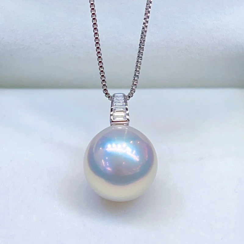 

SGARIT Classic Style Edison Pearl Pendant 18K Gold Inlay Strong Light Large White 13-14mm Women Circle Jewelry