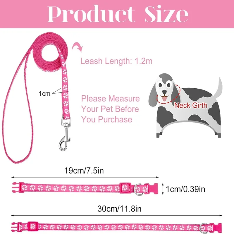 120CM Dog Leash Set Pet Traction Rope Multiple Colors Puppy Collar With Bell DIY Rainbow colored bell For Cat and dog collars