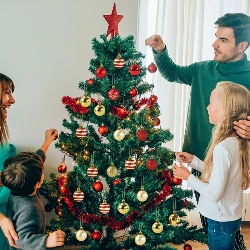 Ornements d'arbre de Noël rouge, boule de Noël, décoration d'intérieur, décoration de Noël, 50 pièces par boîte