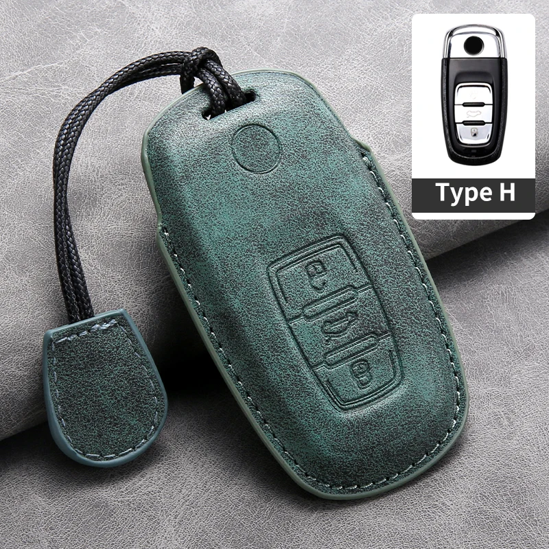Leather Car Smart Key Case Cover Protector Shell Keychain Fob For VW Volkswagen Tiguan Touran Caddy Beetle Jetta Eos Golf Polo