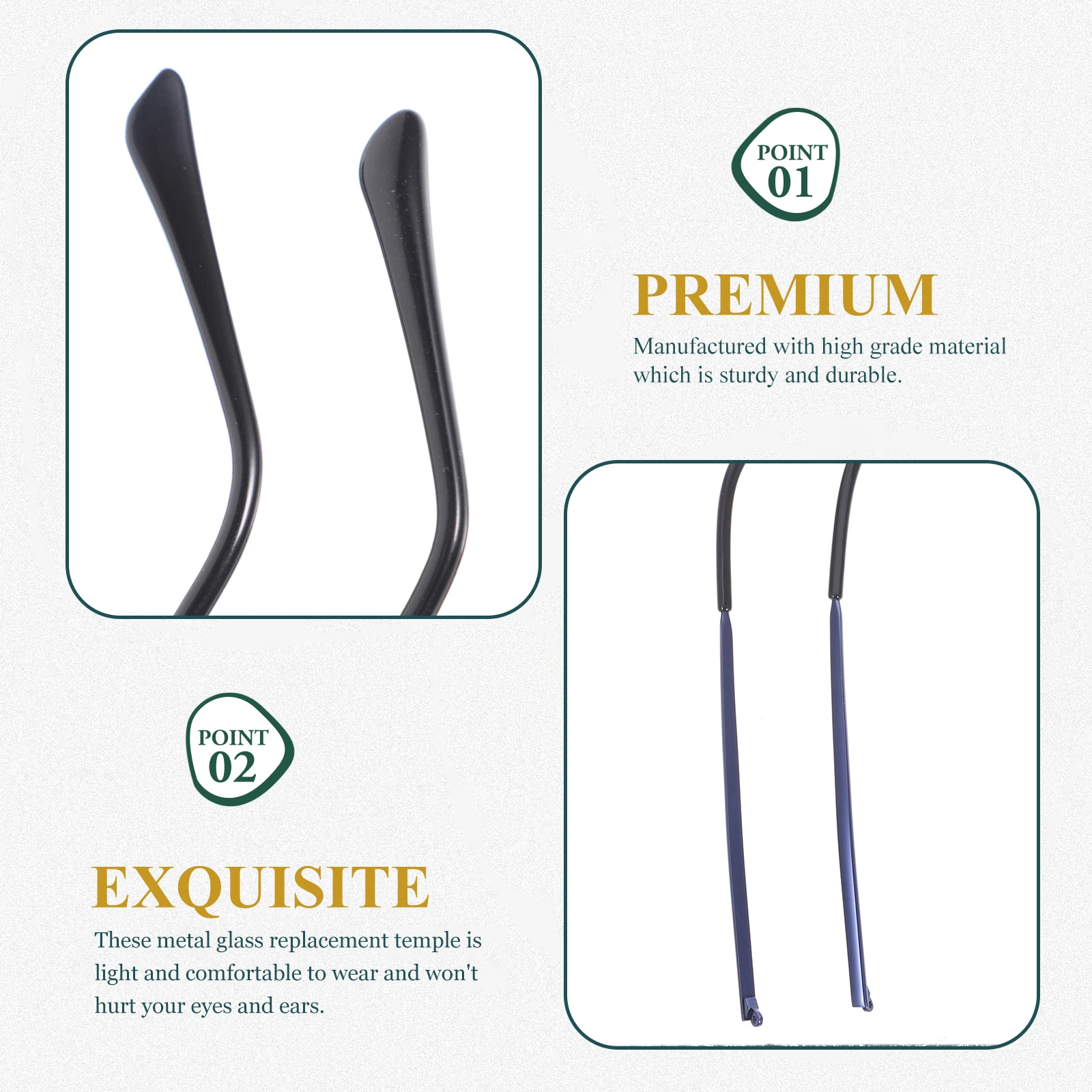 1 Pair Comfortable Metal Eyeglasses Arms Replacement Convenient Glasses Repair Accessory