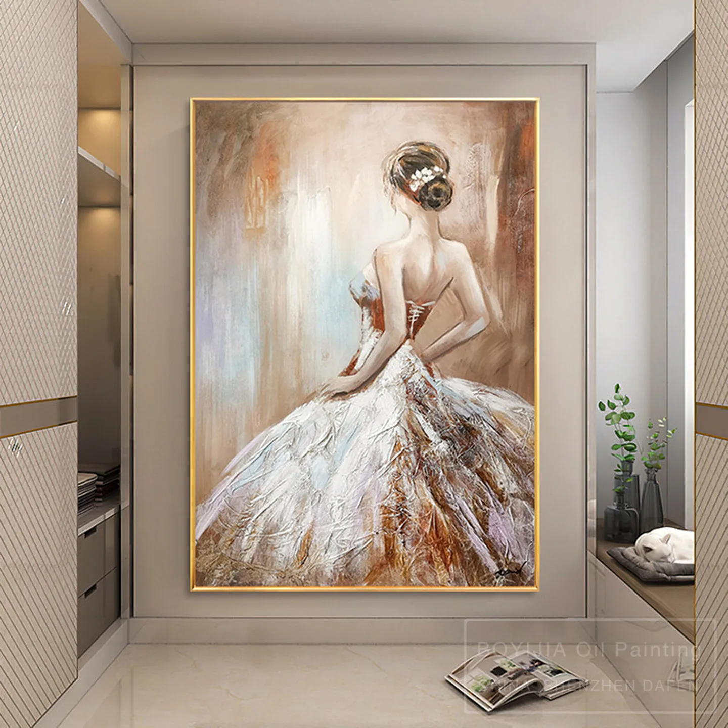 100% hand drawn oil painting, fabric art, living room decoration painting, with textured knife art style, sexy woman