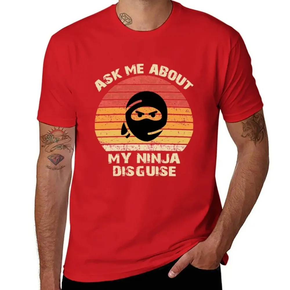 New Retro Ask Me about My Ninja Disguise T-Shirt Anime Printed Clothes Casual Short Sleeve T-Shirt Men\'s Short Sleeve Top