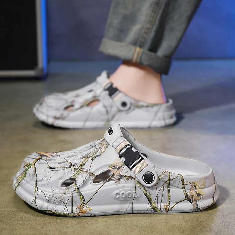 

Мужские сабо с отверстиями, тапочки, мужская садовая обувь, спортивные сандалии, мужские шлепанцы для отдыха, летние модные пляжные тапочки, нескользящие тапочки из ЭВА