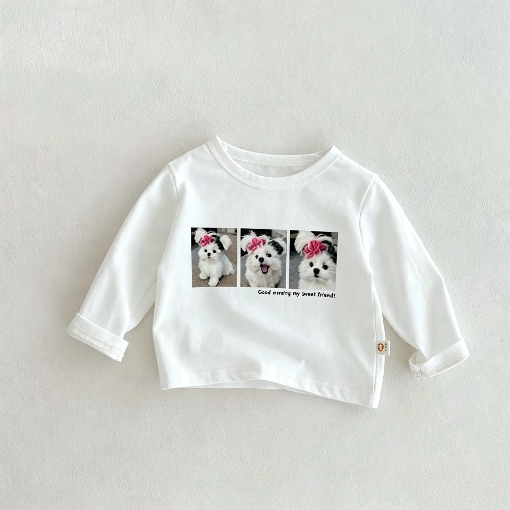 Animal Pattern Kids Long Sleeve Tees Tops Autumn Casual Bottoming Shirt Korean Fashion Simple Children Crewneck Blouse 9m-7y