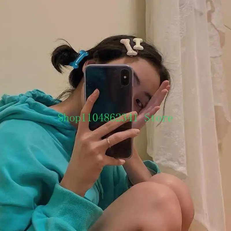 

652F Bangs Duckbill Hair Clip Dog Bone Hair Barrette Halloween Trendy Ponytail Decor