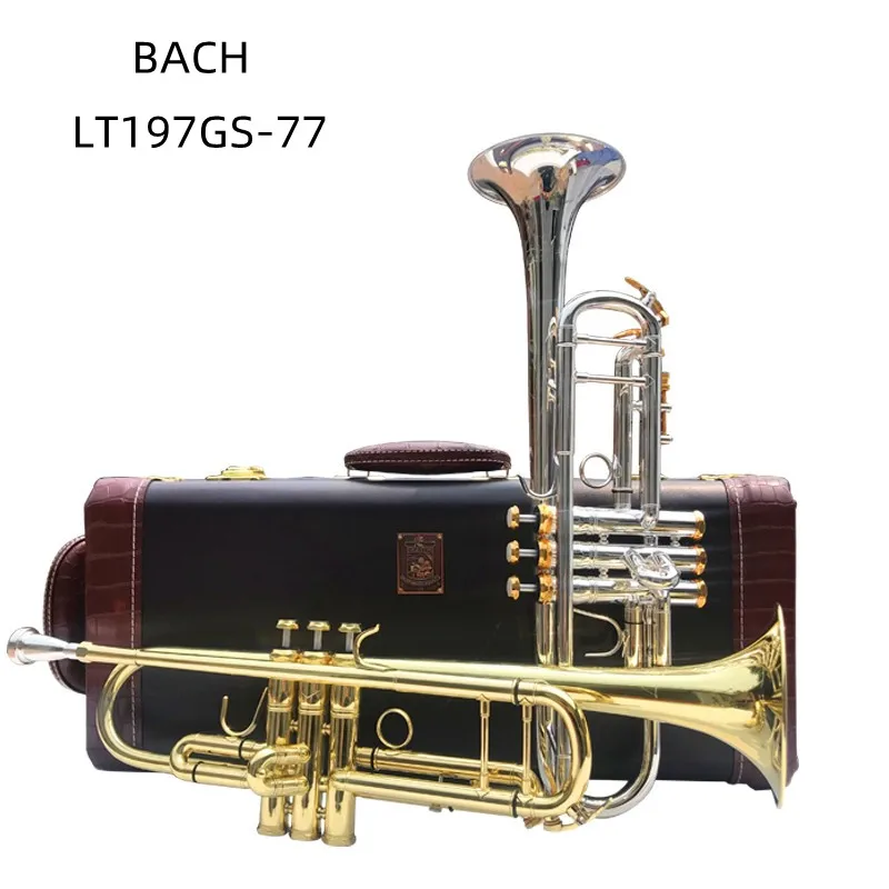 Hot Sell  LT197GS-77 Bb Small Trumpet Silver Golden Key Professional Music Instruments with case Free Shipping