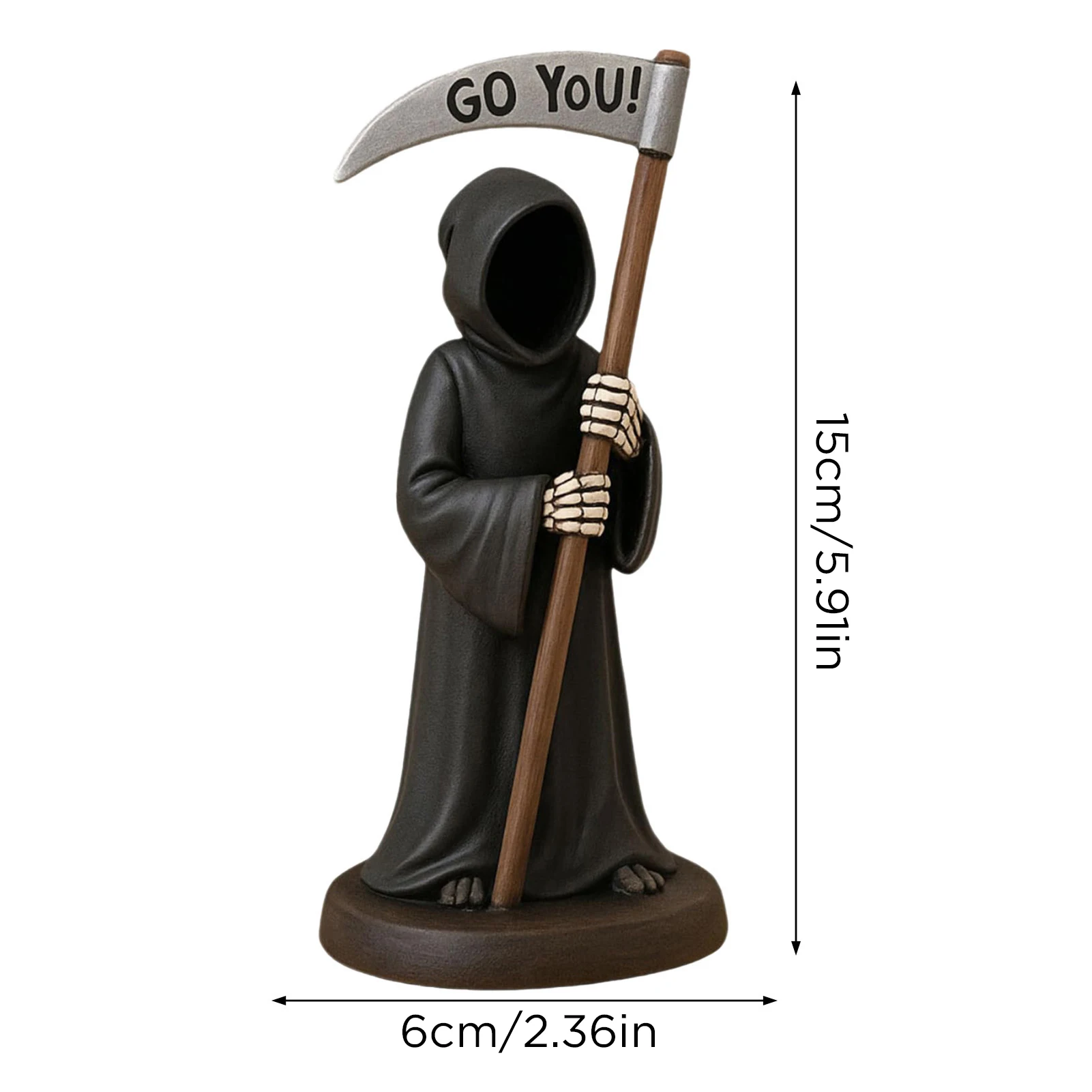 Funny Grim Reaper Figurine Dark Humor Desktop Decor for Gothic Home Office Bookshelf Halloween Cat Lovers Gift Ornament