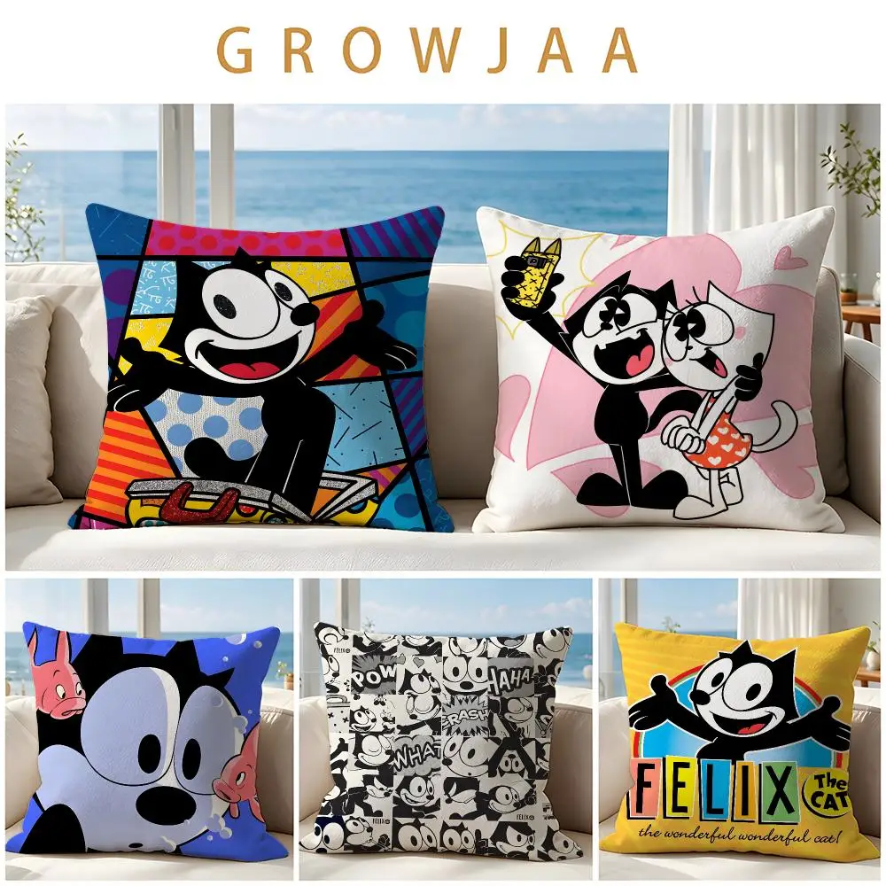Ip Felix the Cat Cushion Cover Throw Pillow Short Plush Fresh Natural Cushion for Living Room Sofa Ornament Present Gift