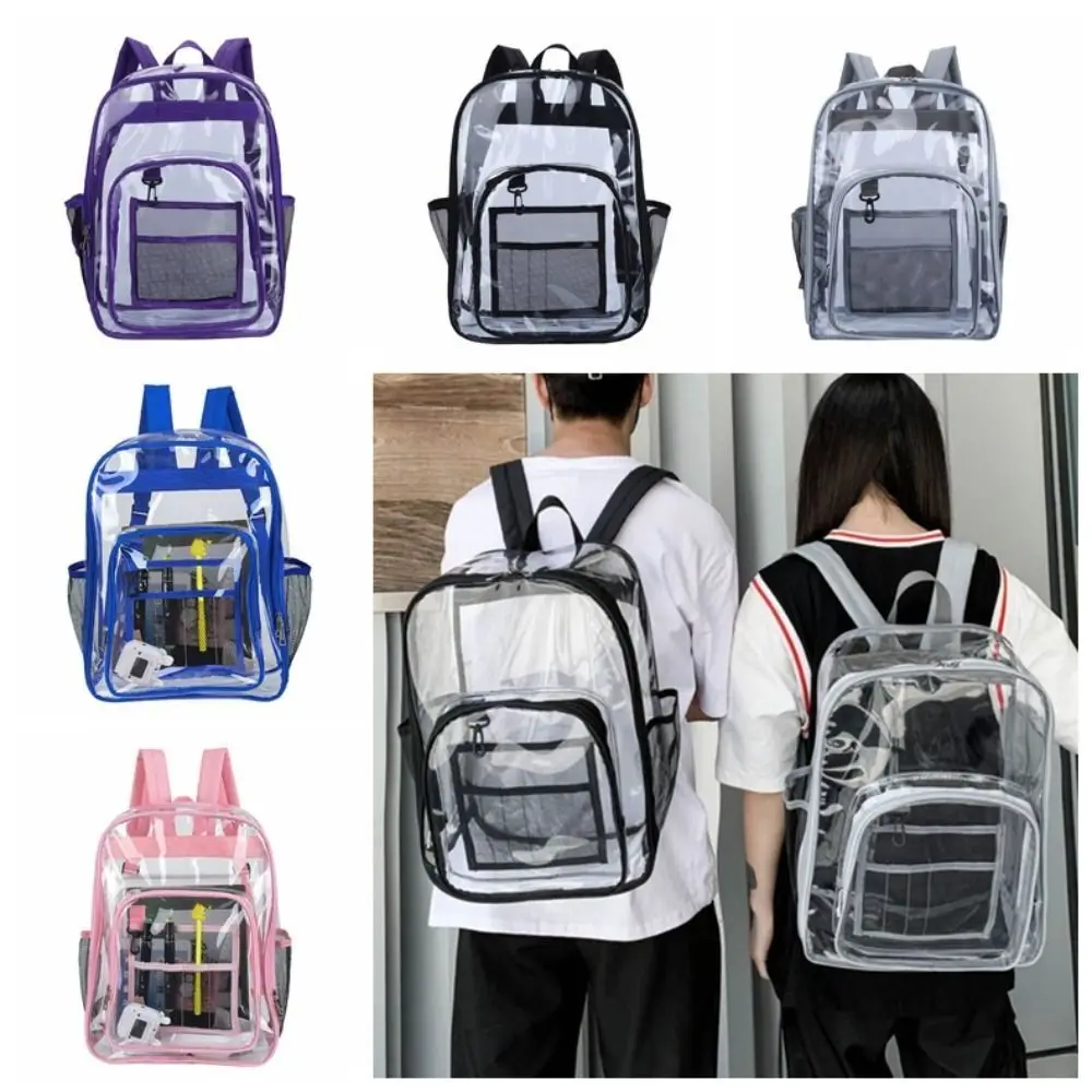 Zaino trasparente in PVC Borsa da scuola per studenti impermeabile di grande capacità Borsa portaoggetti Borsa grande Borsa a tracolla trasparente per scuola