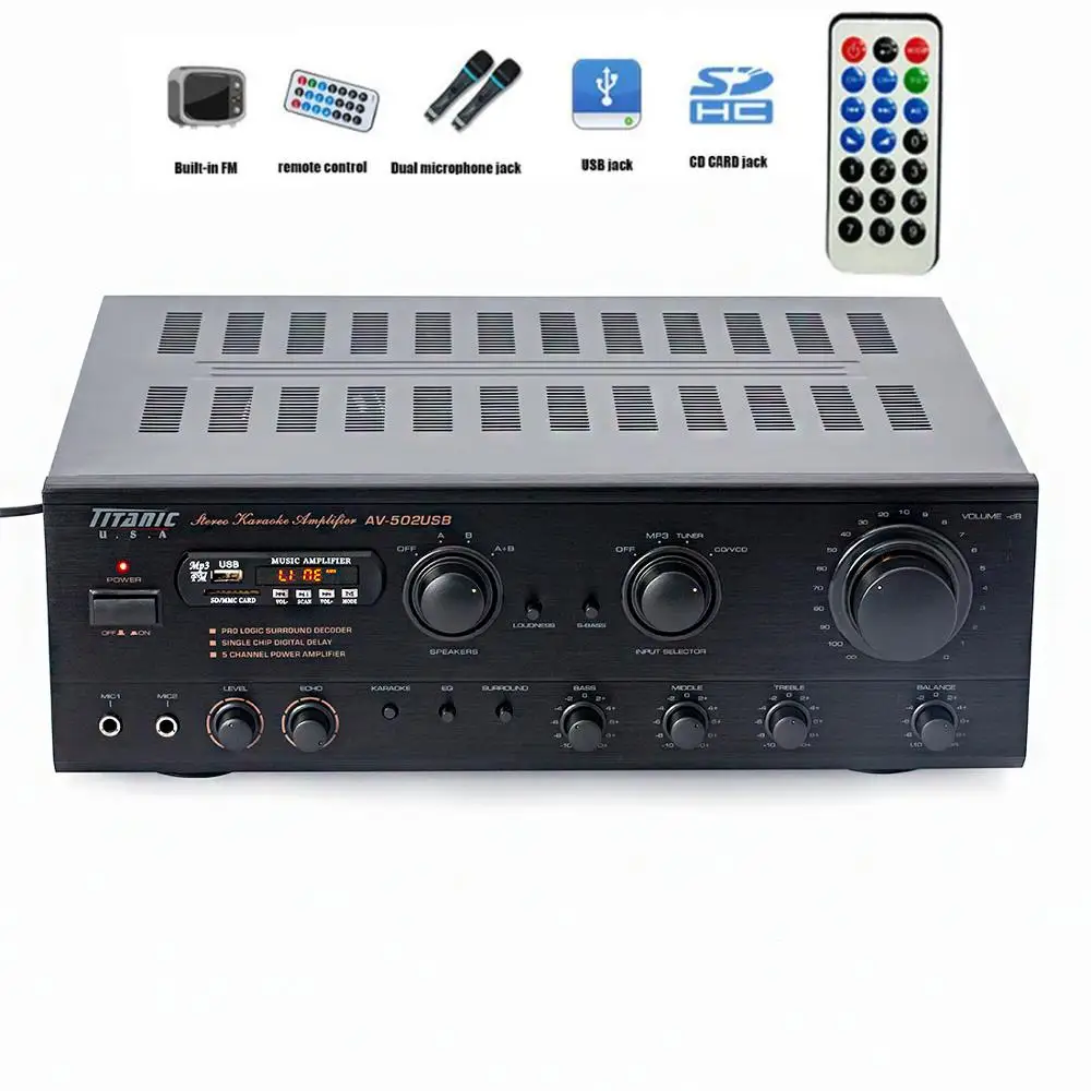 

AIYIMA SMSL 7.1 Channel 1100W FM Radio USB SD Card card package Power Amplifier Home Theater Professional Stage AV Amplifier