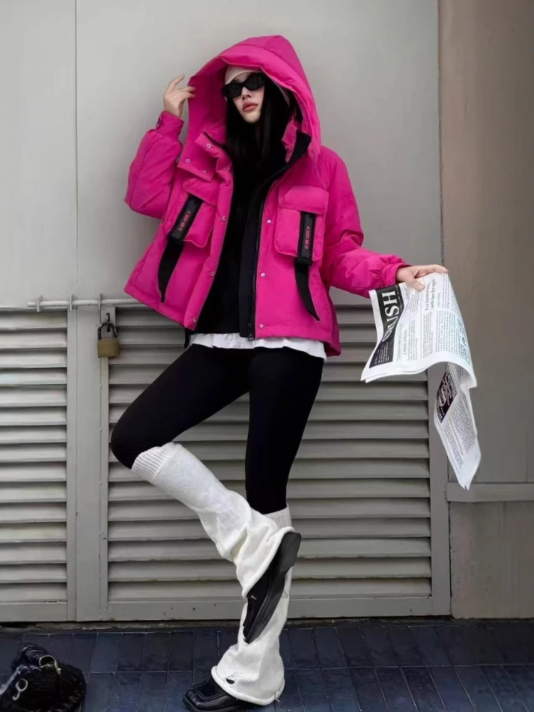 Groene korte donsjas vrouwelijke winter nieuwe mode buiten witte eendendons jas casual losse verdikte kleding dames